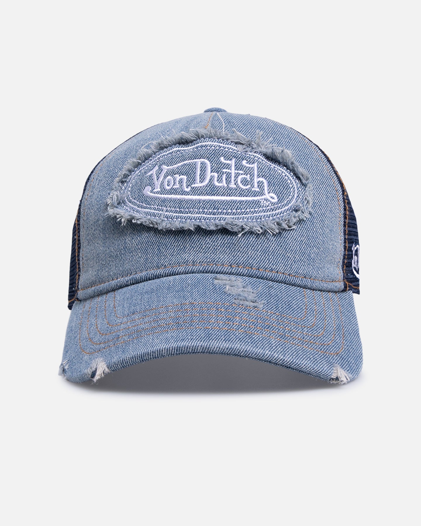 Von Dutch Destroyed Denim Trucker Strapback Denim