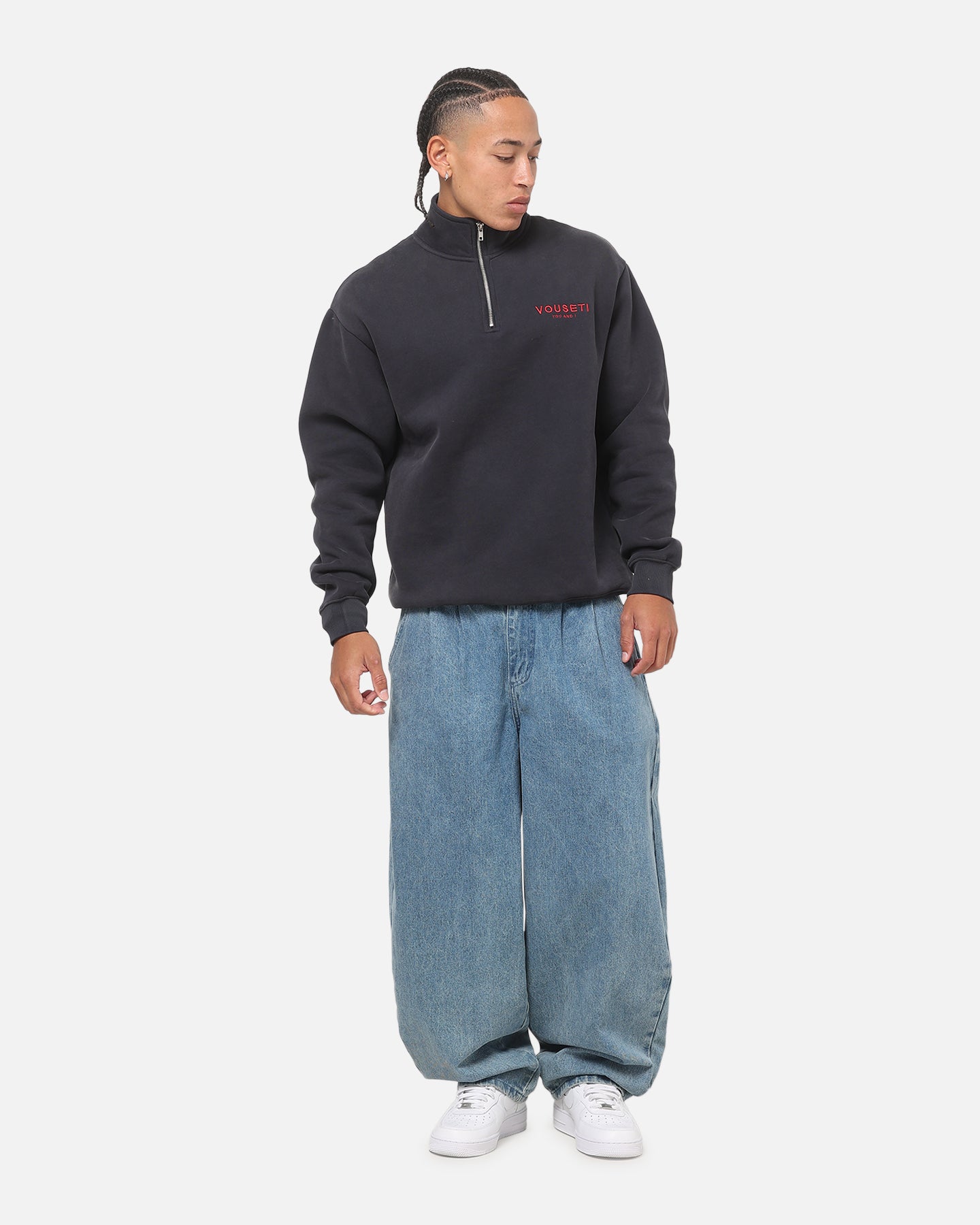 Vouseti The OG Quarter Zip Crewneck Navy
