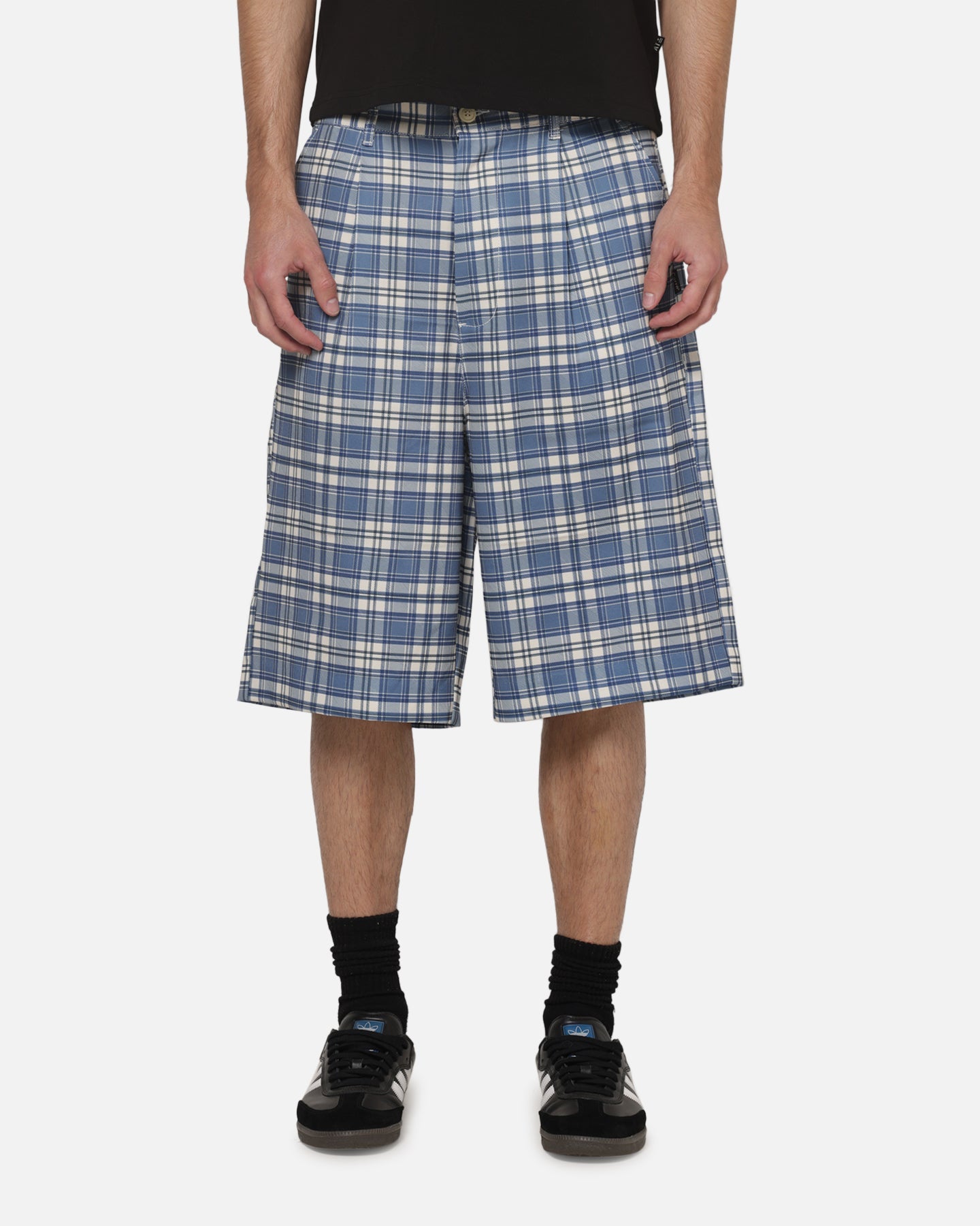 Carre Heritage Pleated Shorts Blue-plaid
