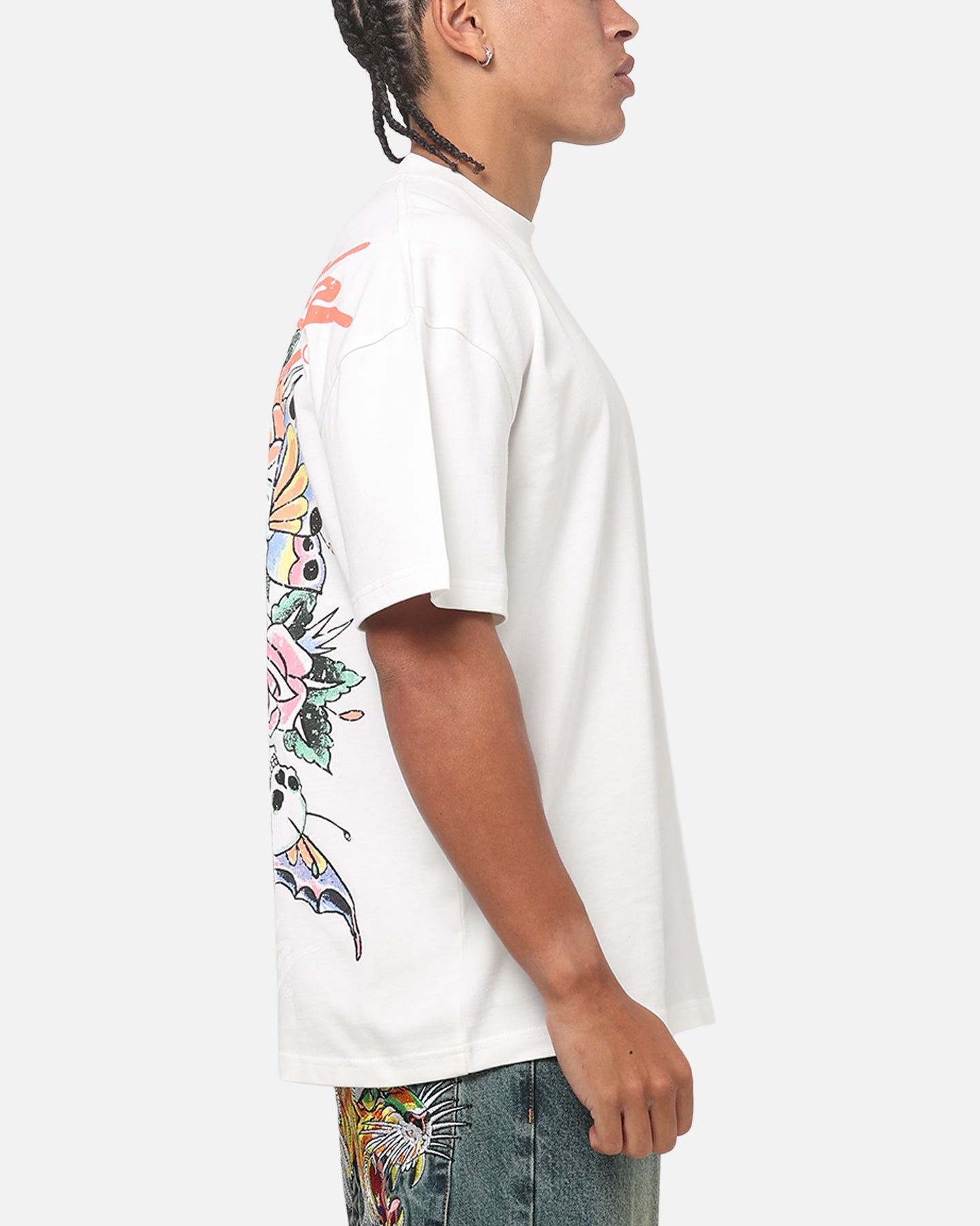 Ed Hardy Floral Skull T-Shirt Off White