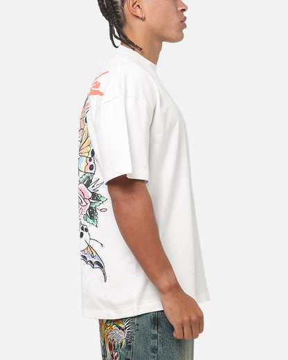 Ed Hardy Floral Skull T-Shirt Off White