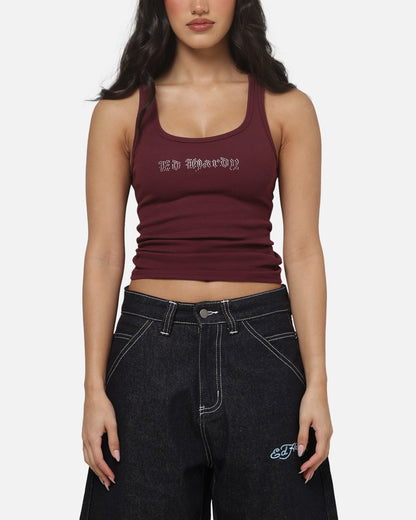 Ed Hardy Women's Signature Rhinestone Tank Plum