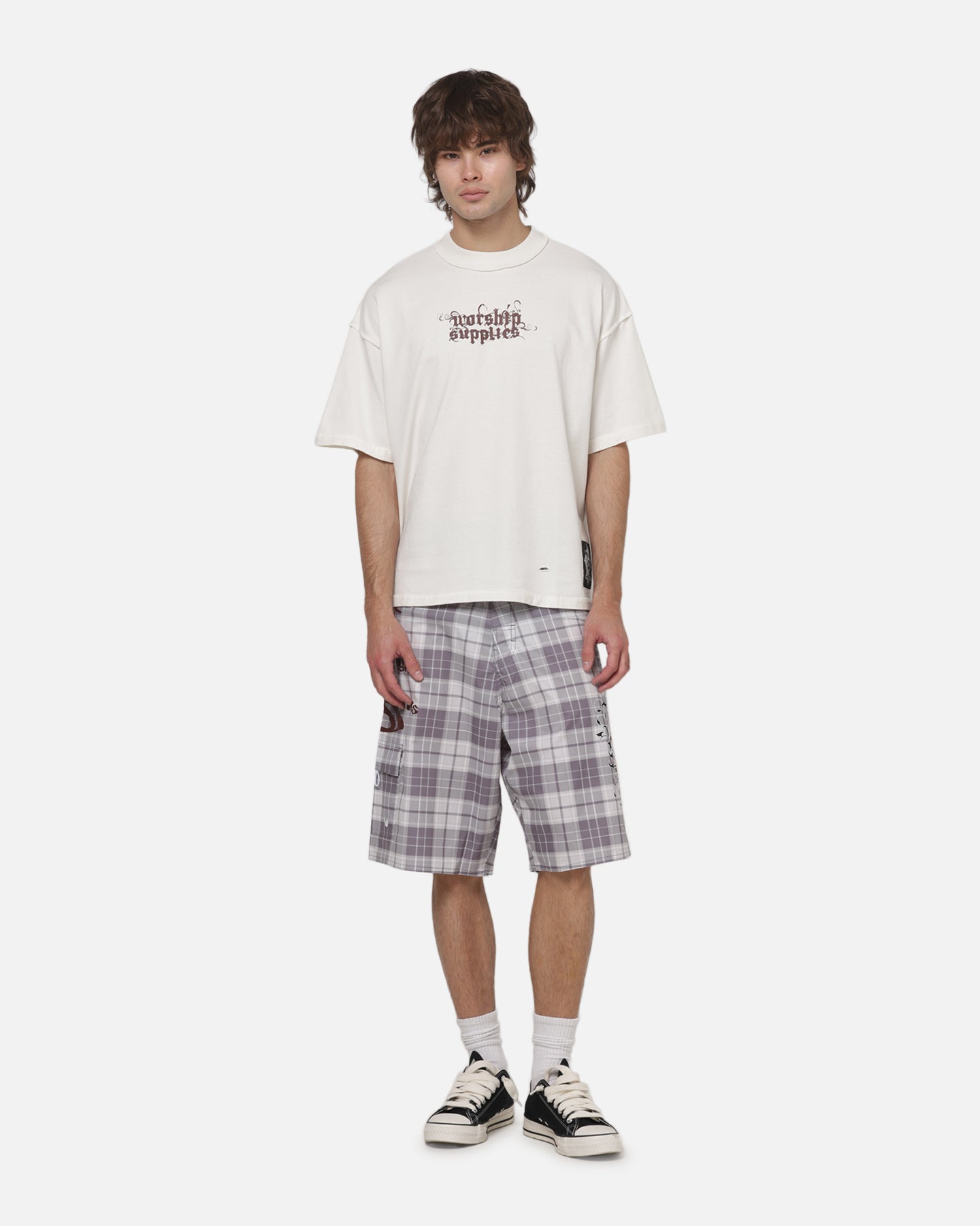 Worship Restraint Box Crop Reverse T-Shirt Coconut Milk