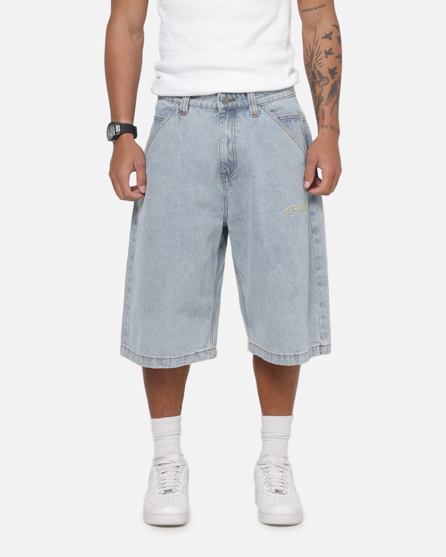 Ed Hardy Serpent Jorts Light Wash