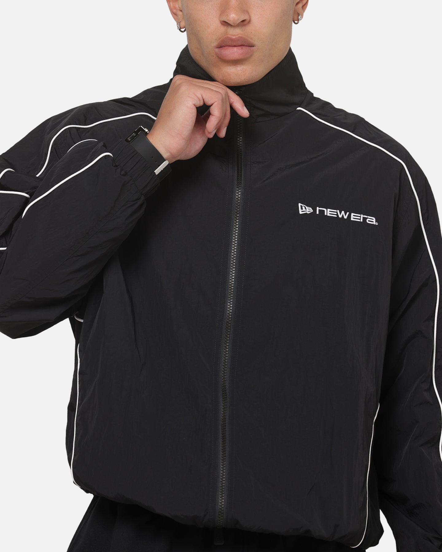 New Era Double Zip Track Jacket Black