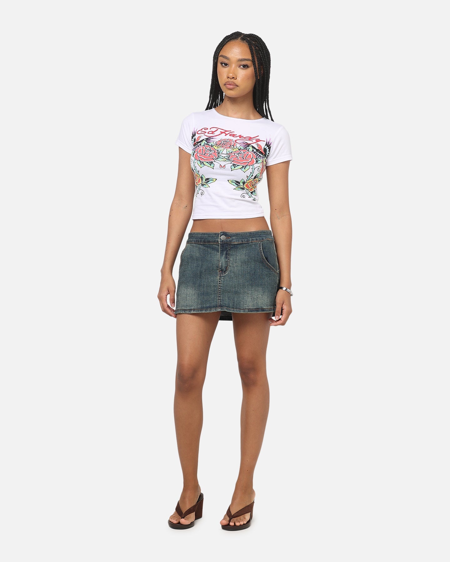 Ed Hardy Women's Phoenix Rose Baby T-Shirt White
