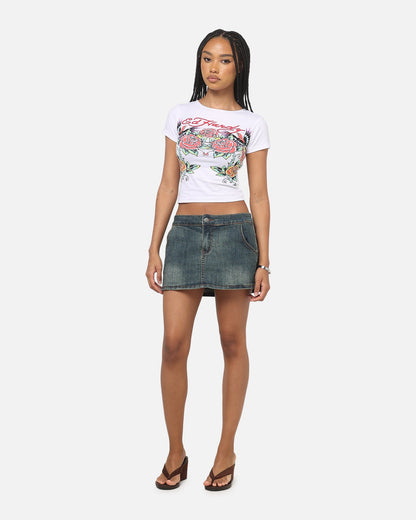Ed Hardy Women's Phoenix Rose Baby T-Shirt White