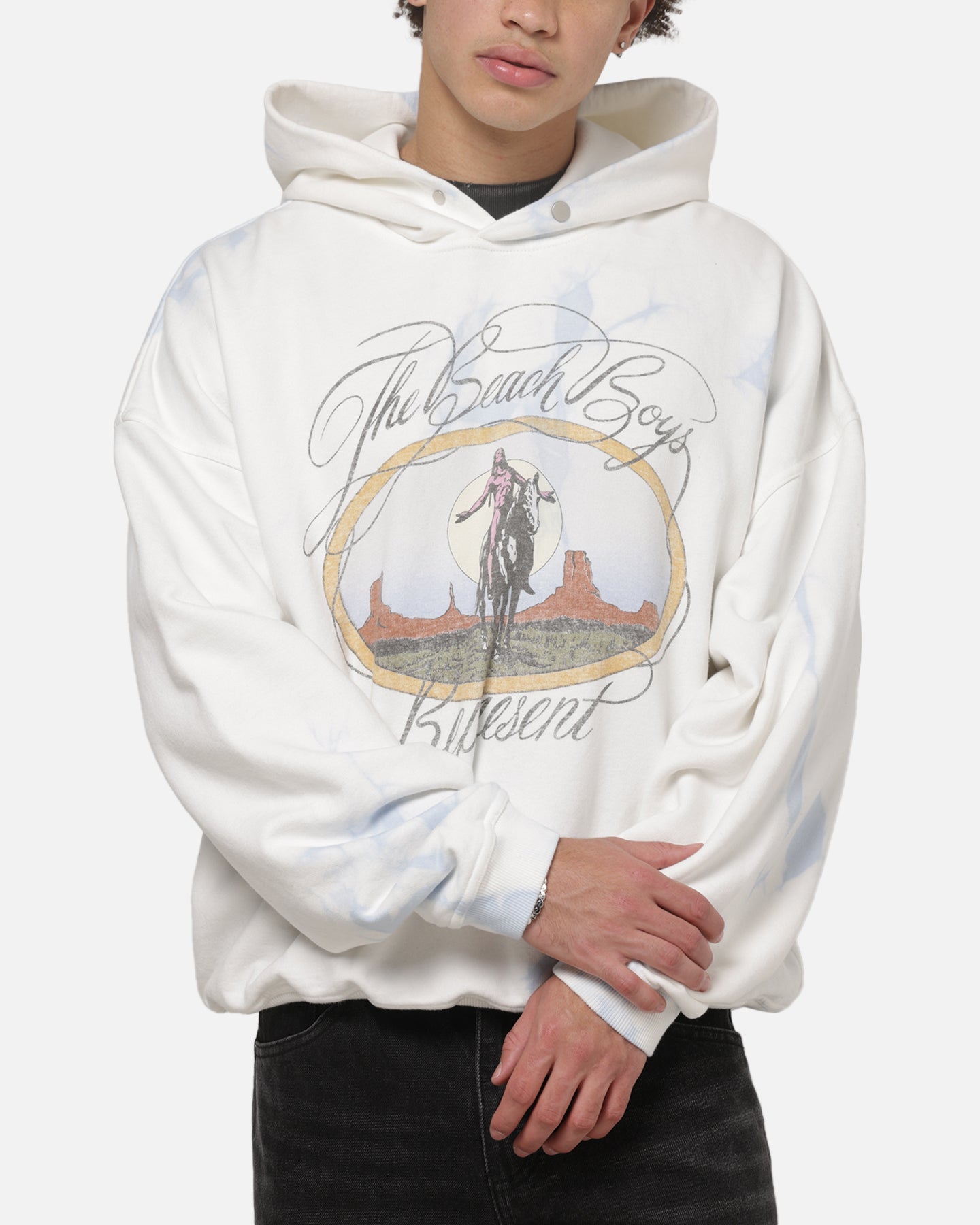 Represent Beach Boys Script Hoodie Blue Tie Dye