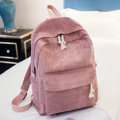 Korean Style Corduroy School Backpack