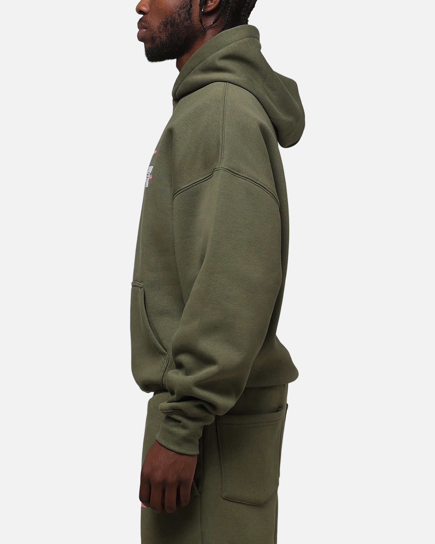 Loiter Hybrid Premium Hoodie Olive/Pink