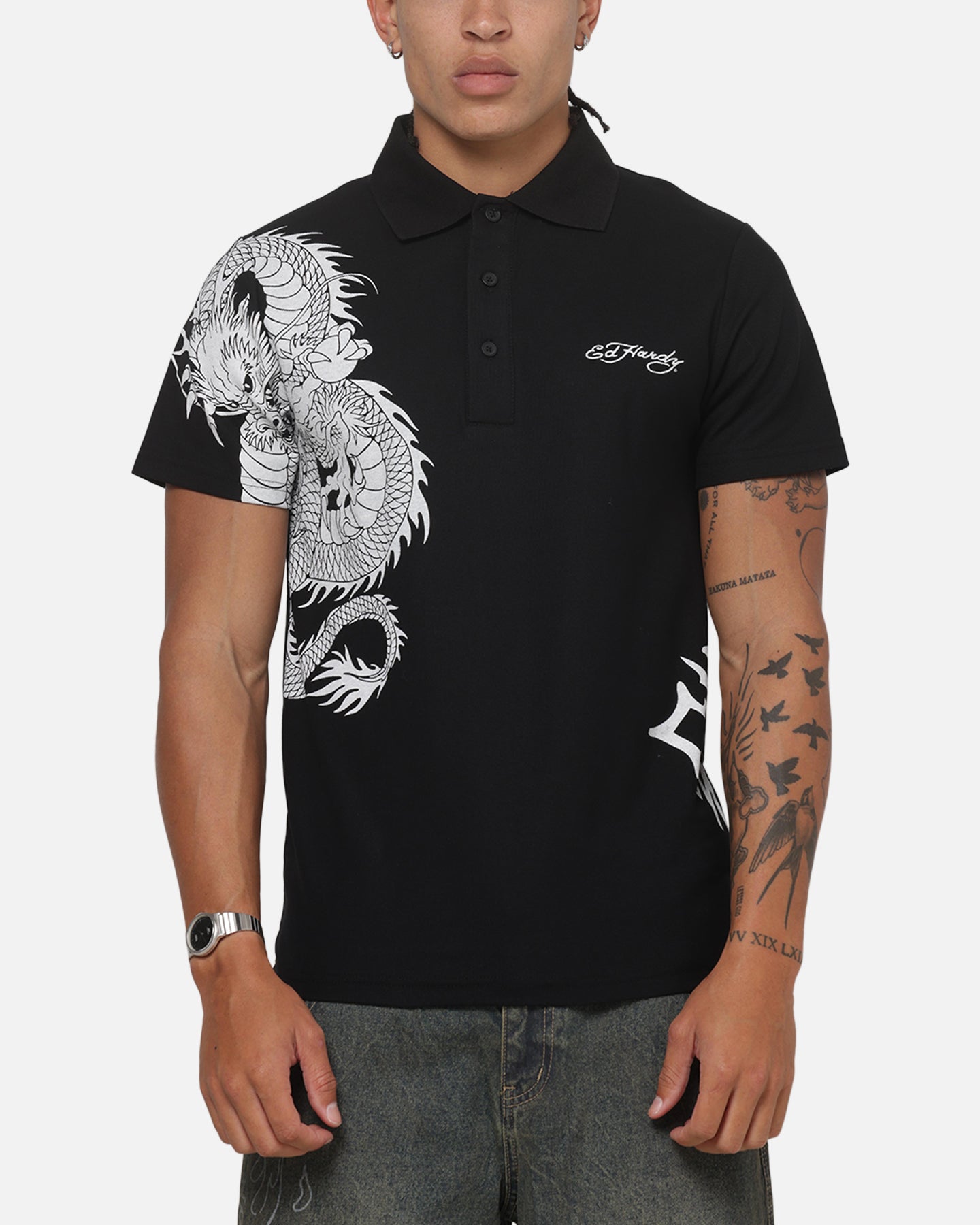 Ed Hardy Euro Polo Shirt Black