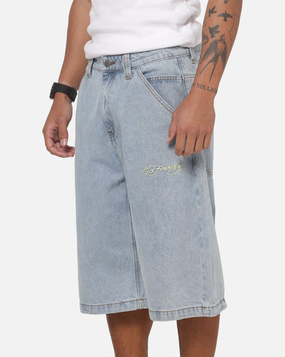 Ed Hardy Serpent Jorts Light Wash