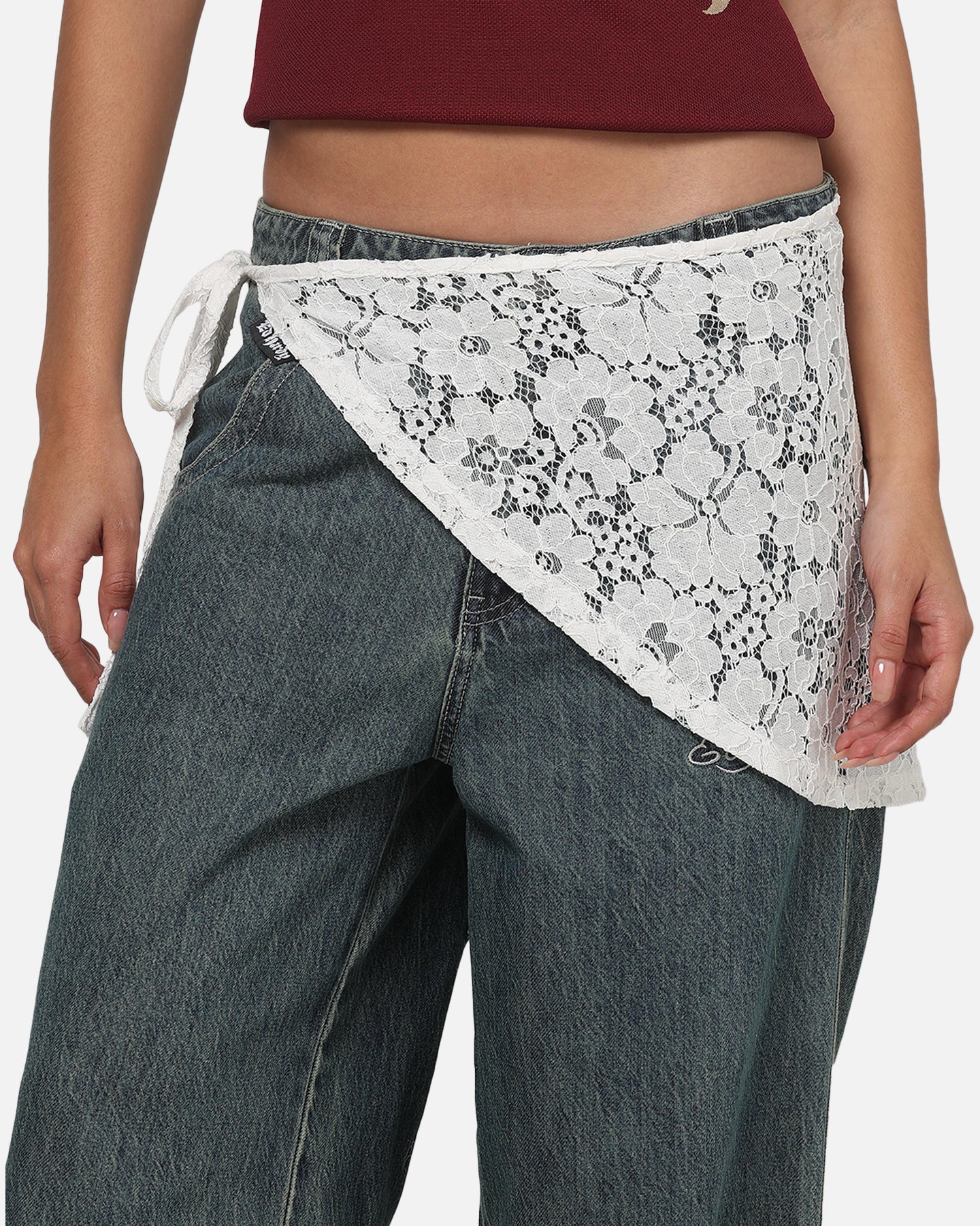 Ed Hardy Women's Lace Wrap Skirt White