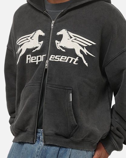 Represent Pegasus Zip Through Hoodie Vintage Grey
