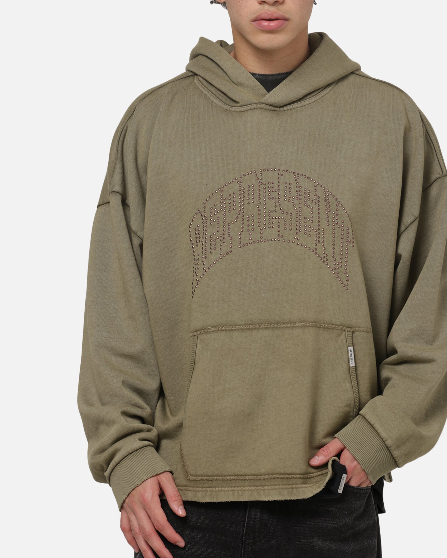 Represent Embellished Hoodie Vintage Khaki