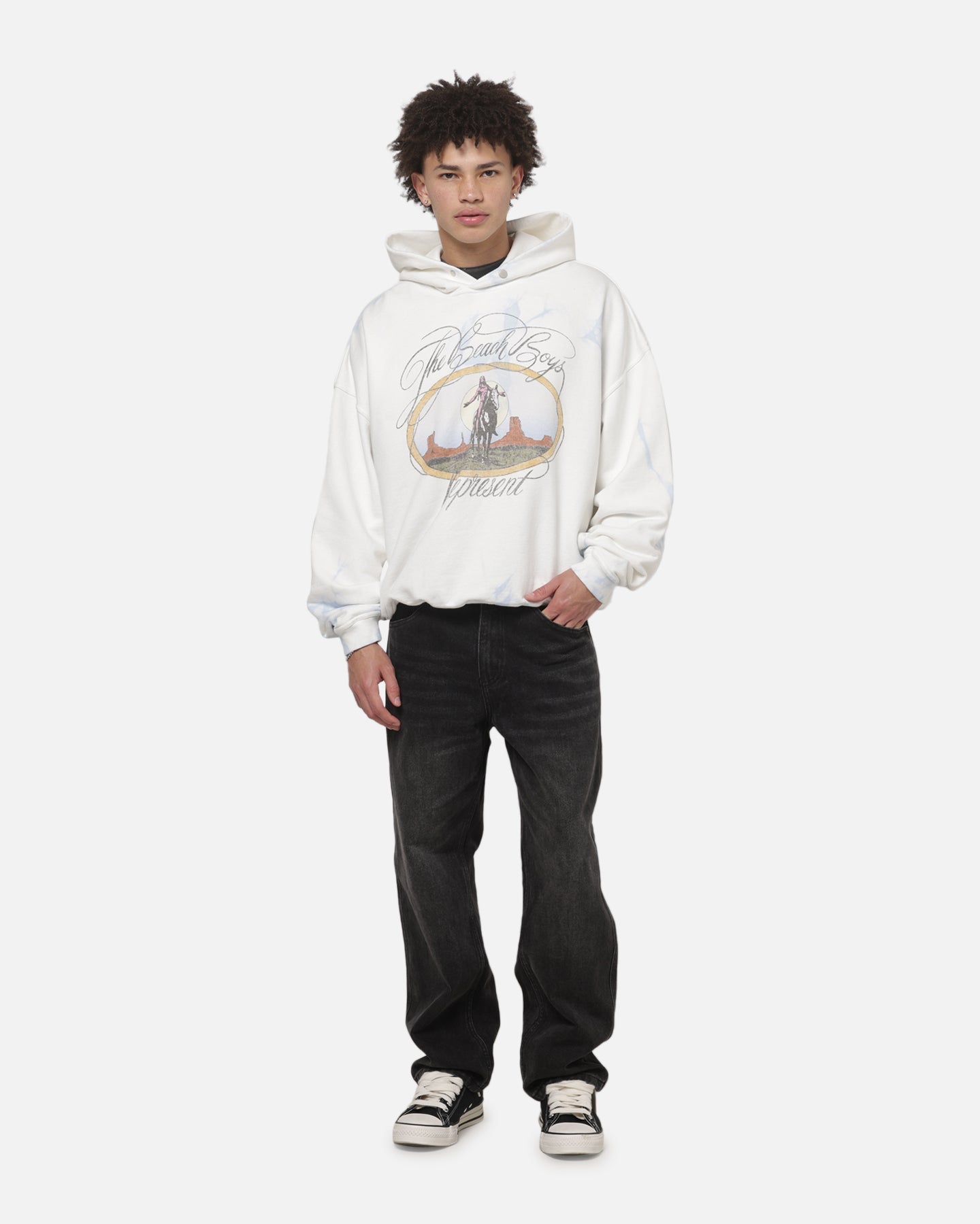 Represent Beach Boys Script Hoodie Blue Tie Dye