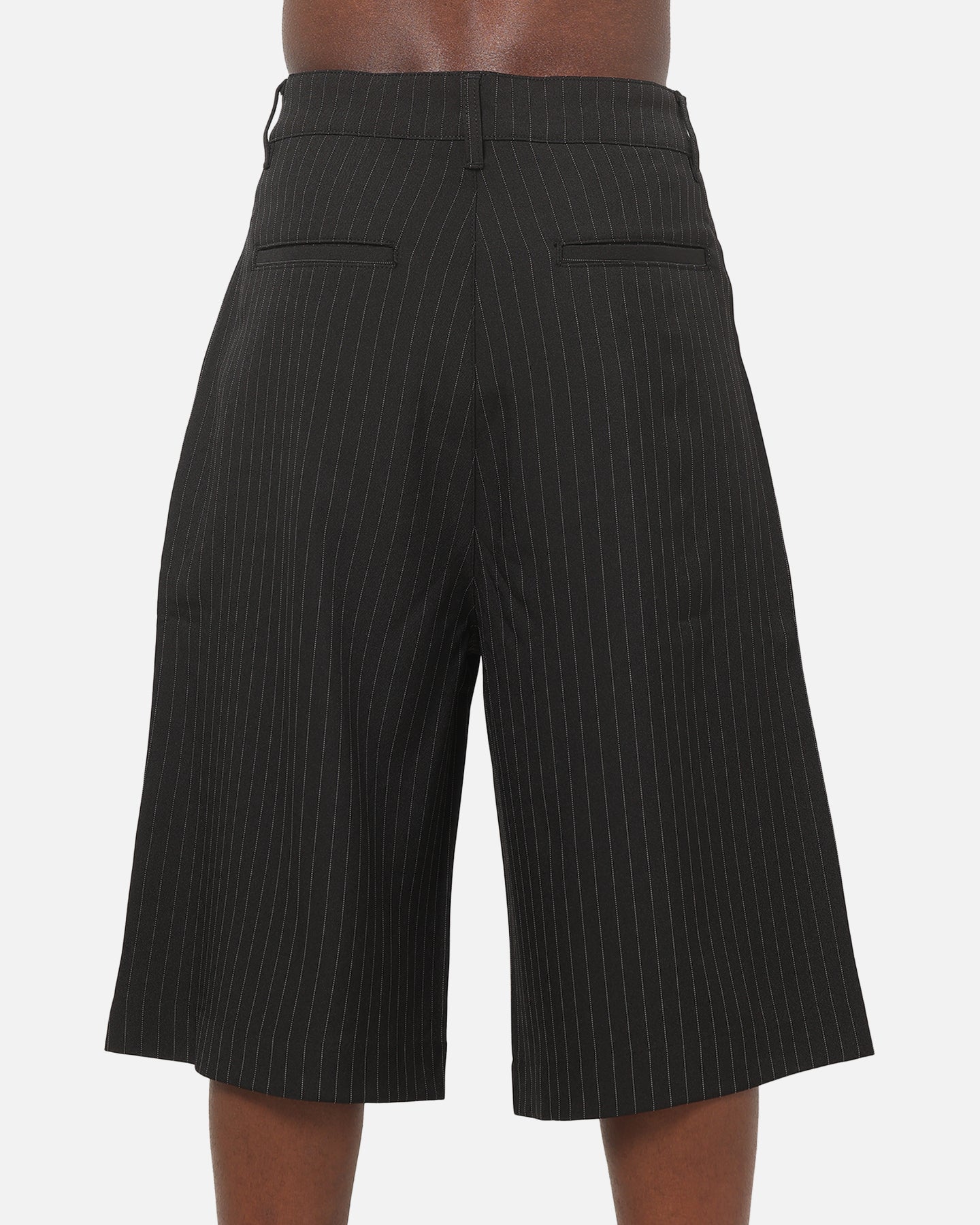 Carre Heritage Pleated Shorts Black Pinstripe