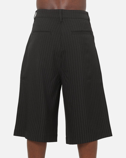 Carre Heritage Pleated Shorts Black Pinstripe