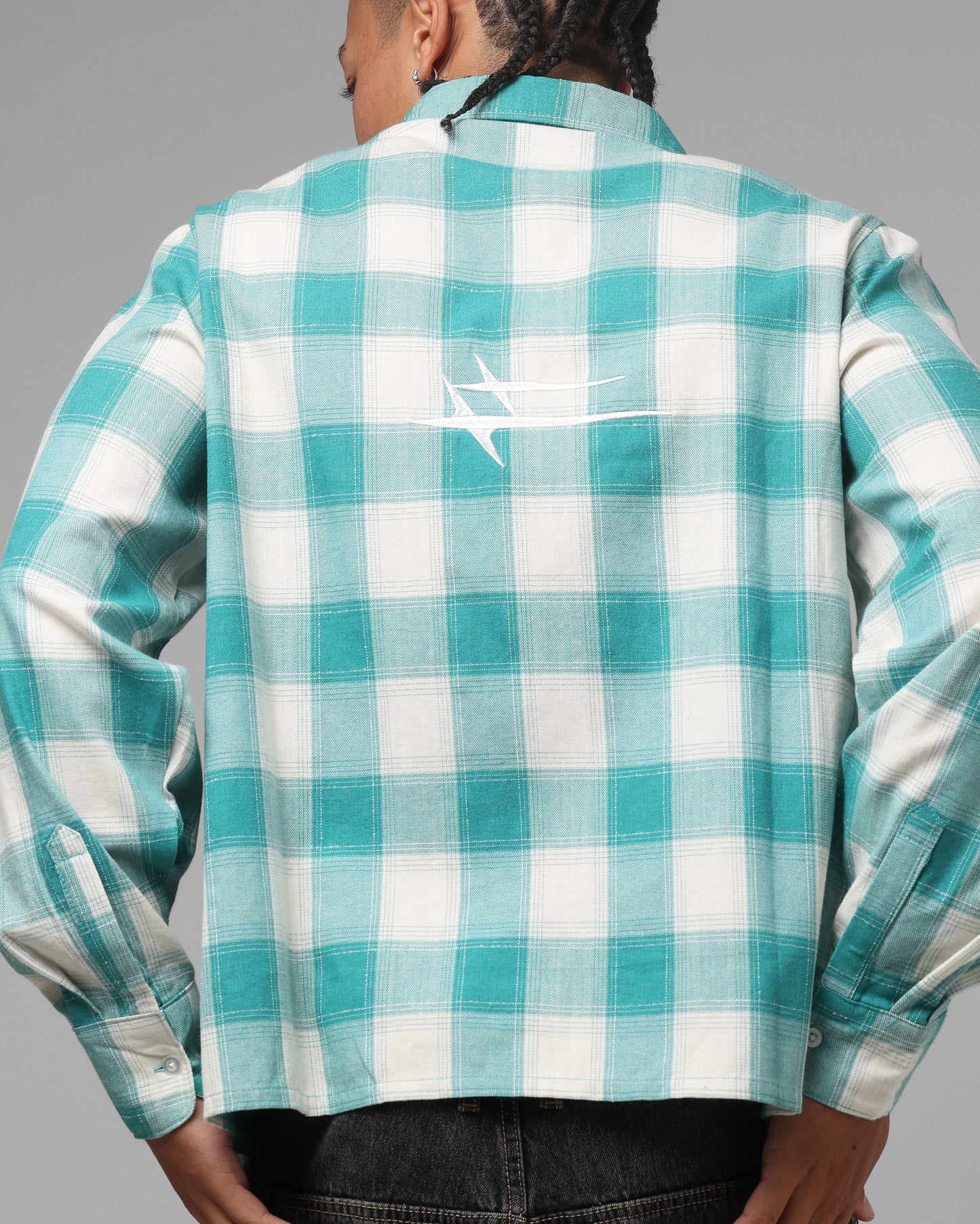 Loiter Hybrid Flannel Button Up Shirt Green-Plaid