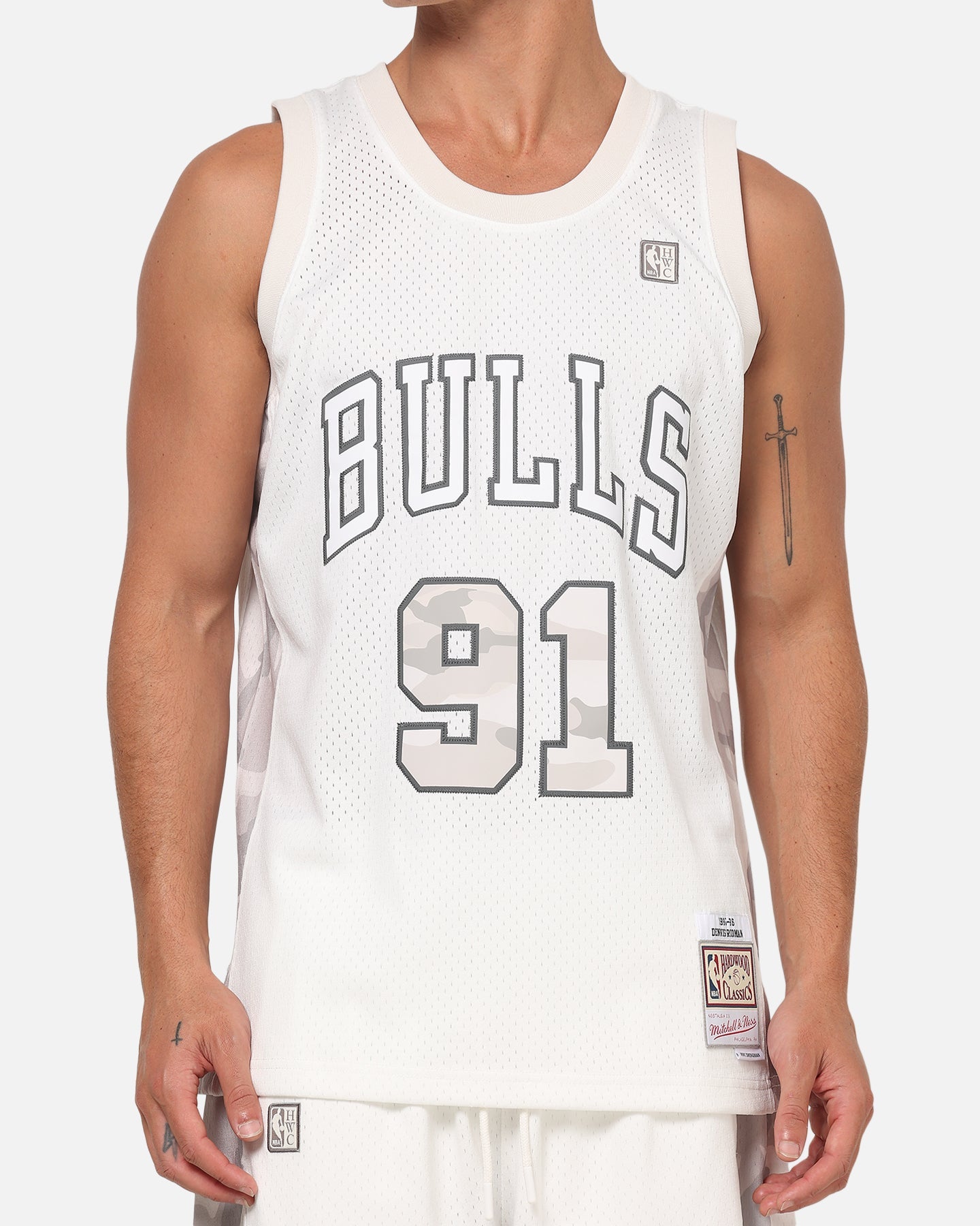 Mitchell & Ness Chicago Bulls Dennis Rodman #91 Snow Camo Energy Swingman Jersey Vintage White