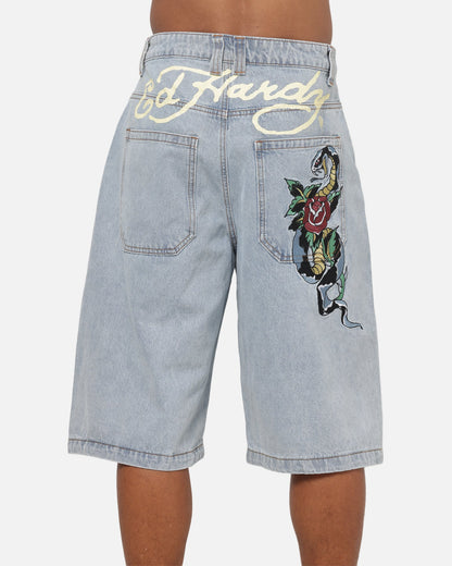 Ed Hardy Serpent Jorts Light Wash