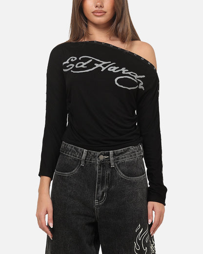 Ed Hardy Women's Hooked Aline Long Sleeve T-Shirt Black