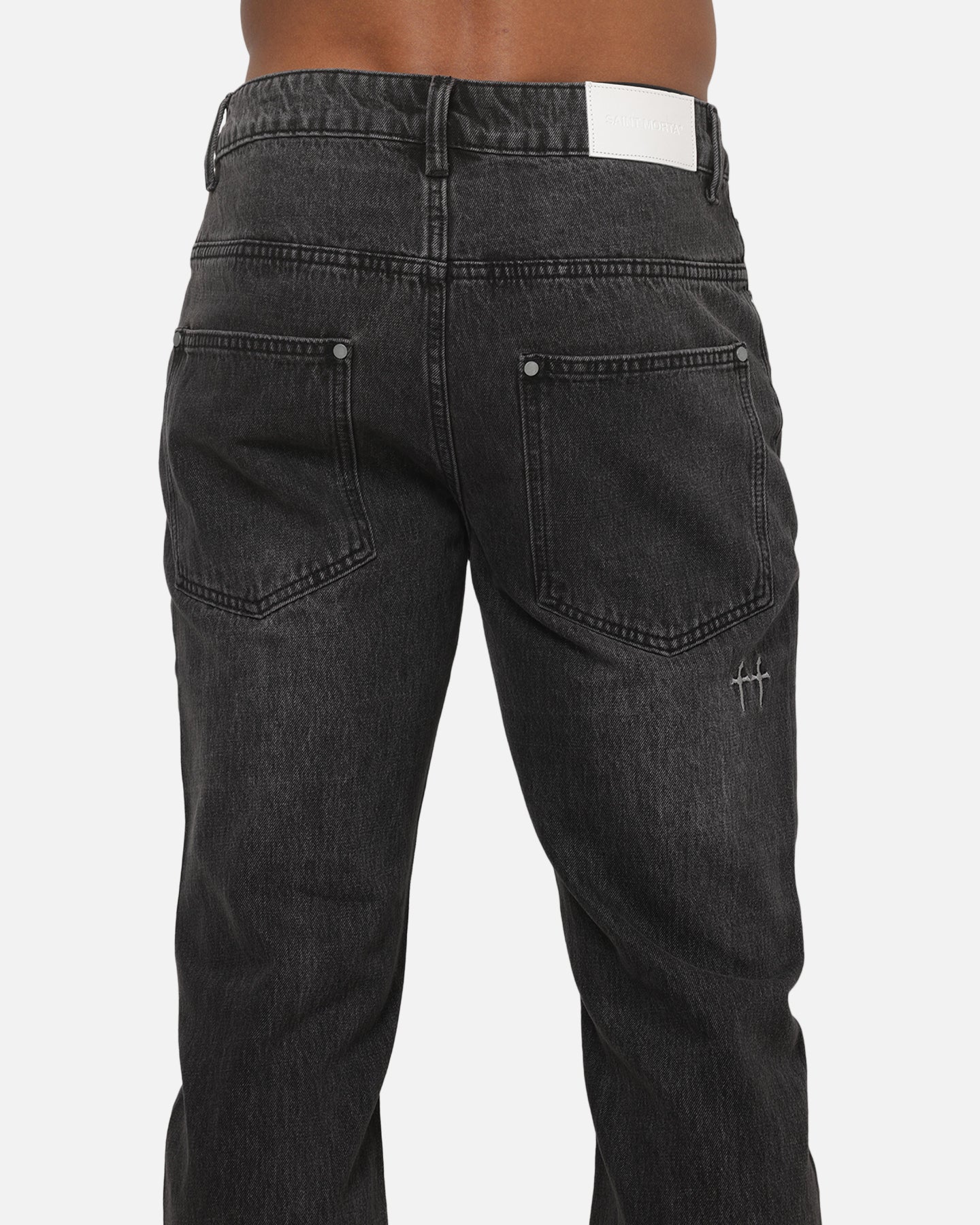 Saint Morta Verra Distressed Jeans Black Smoke Vintage